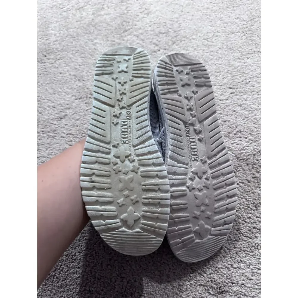Hey Dude Wally Sox Slip On Loafers Stone White Men's Size 13 Light Gray Easy On
